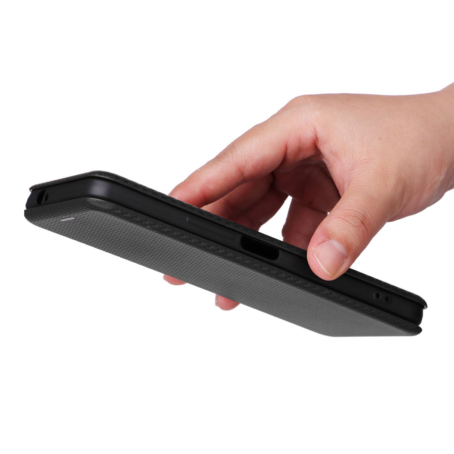 For HTC U23 Pro 5G Phone Stand Case Carbon Fiber Texture Leather Cover with Card Slot