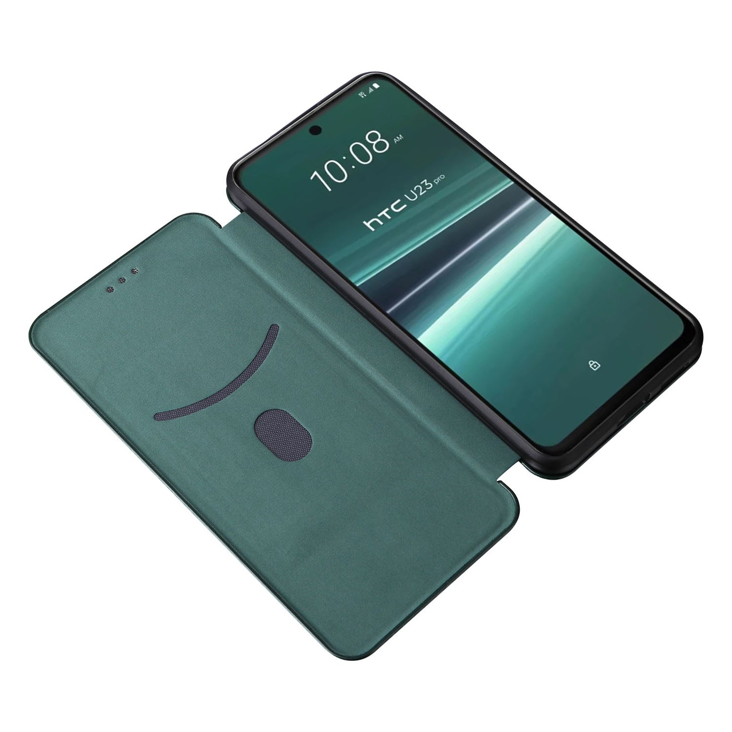 For HTC U23 Pro 5G Phone Stand Case Carbon Fiber Texture Leather Cover with Card Slot