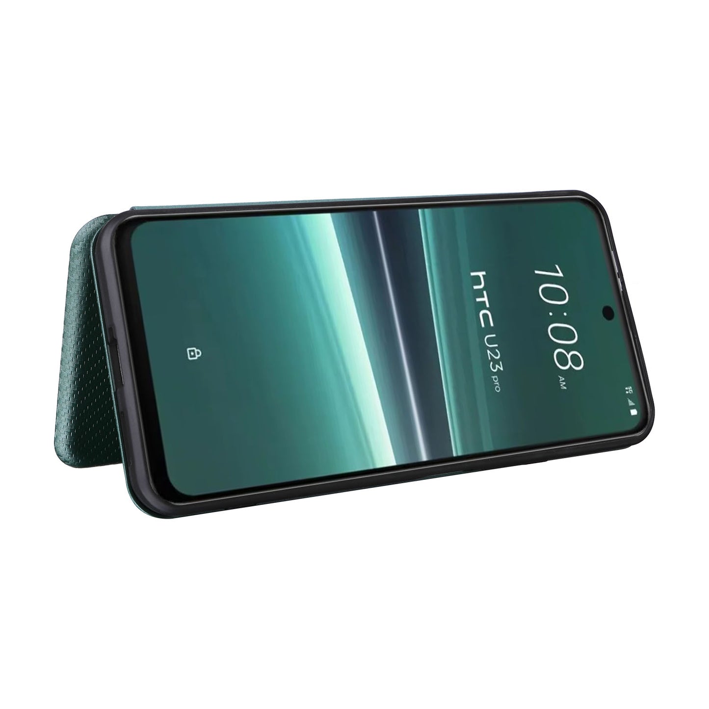 For HTC U23 Pro 5G Phone Stand Case Carbon Fiber Texture Leather Cover with Card Slot