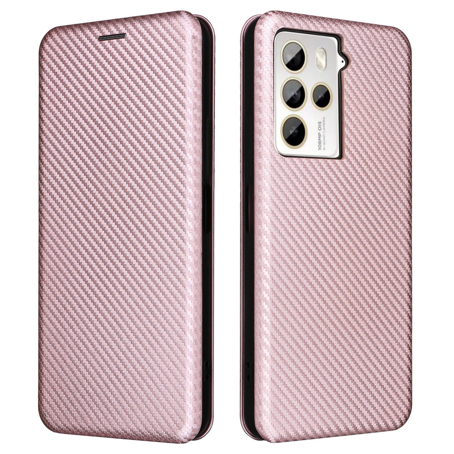 For HTC U23 Pro 5G Phone Stand Case Carbon Fiber Texture Leather Cover with Card Slot