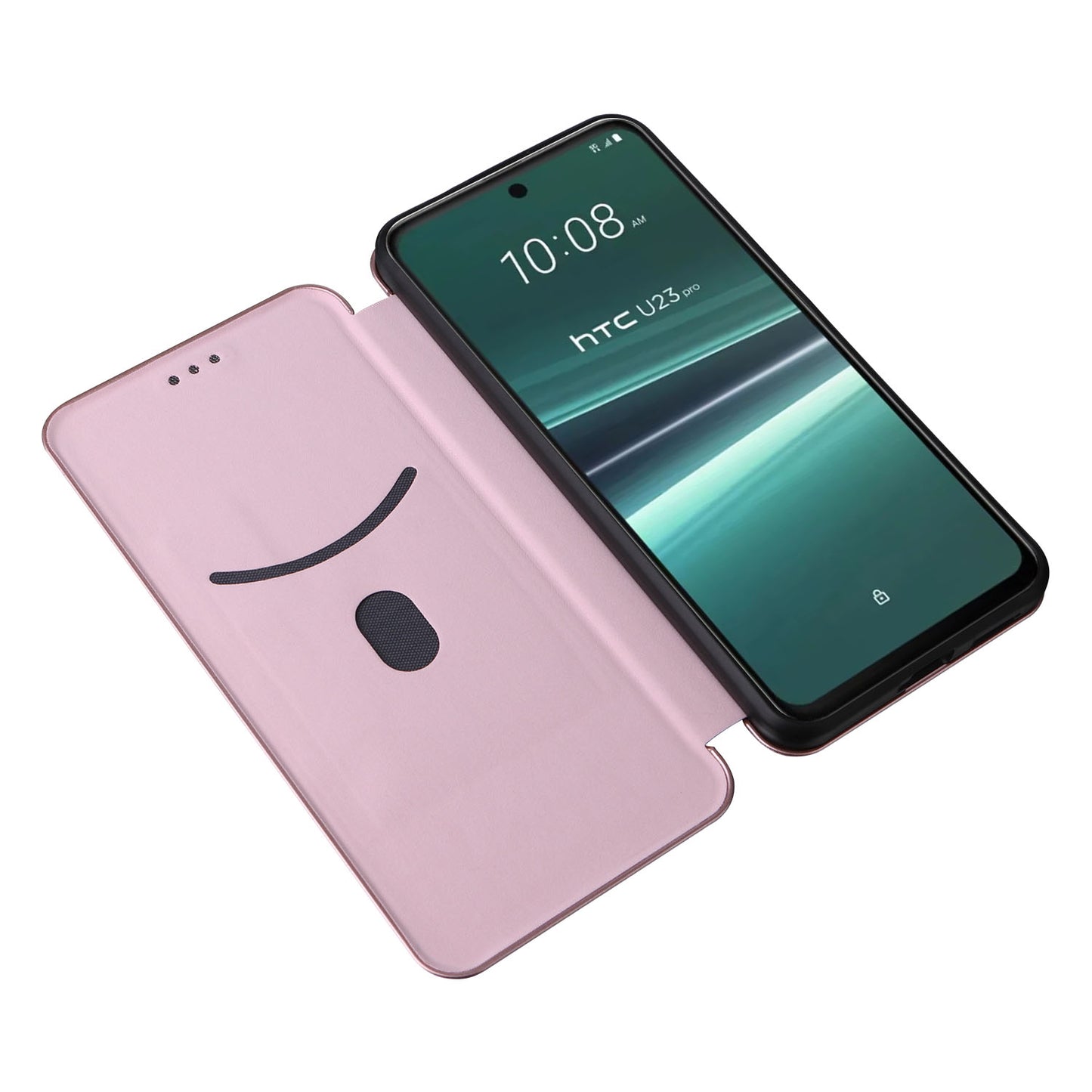 For HTC U23 Pro 5G Phone Stand Case Carbon Fiber Texture Leather Cover with Card Slot