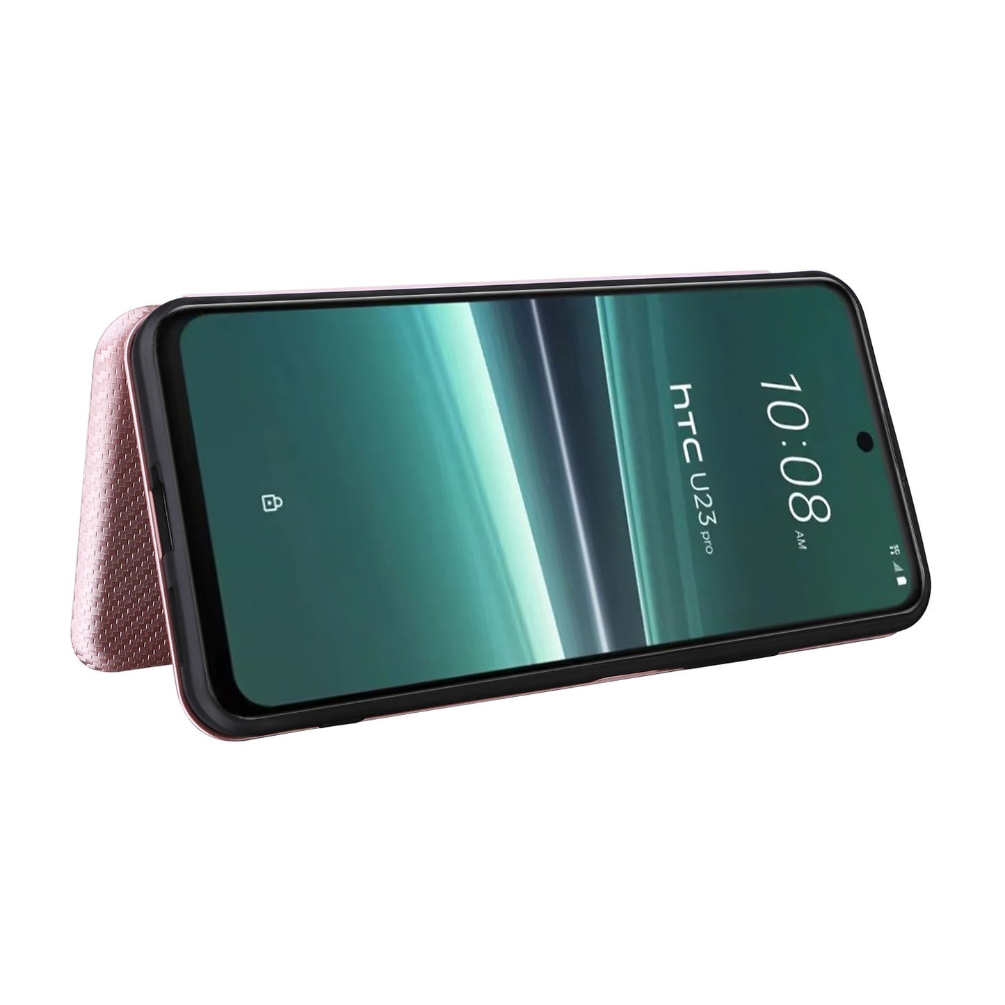For HTC U23 Pro 5G Phone Stand Case Carbon Fiber Texture Leather Cover with Card Slot