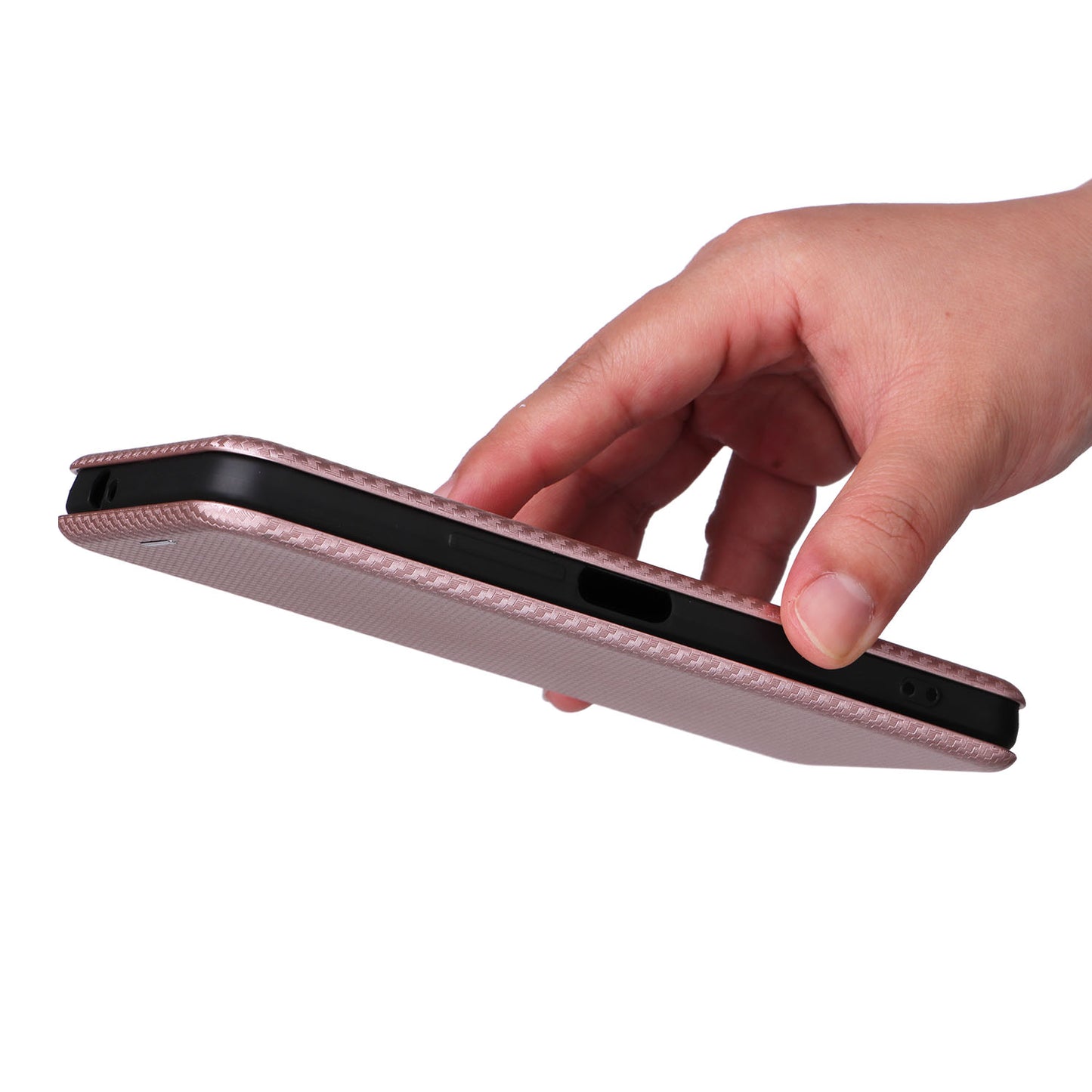 For HTC U23 Pro 5G Phone Stand Case Carbon Fiber Texture Leather Cover with Card Slot