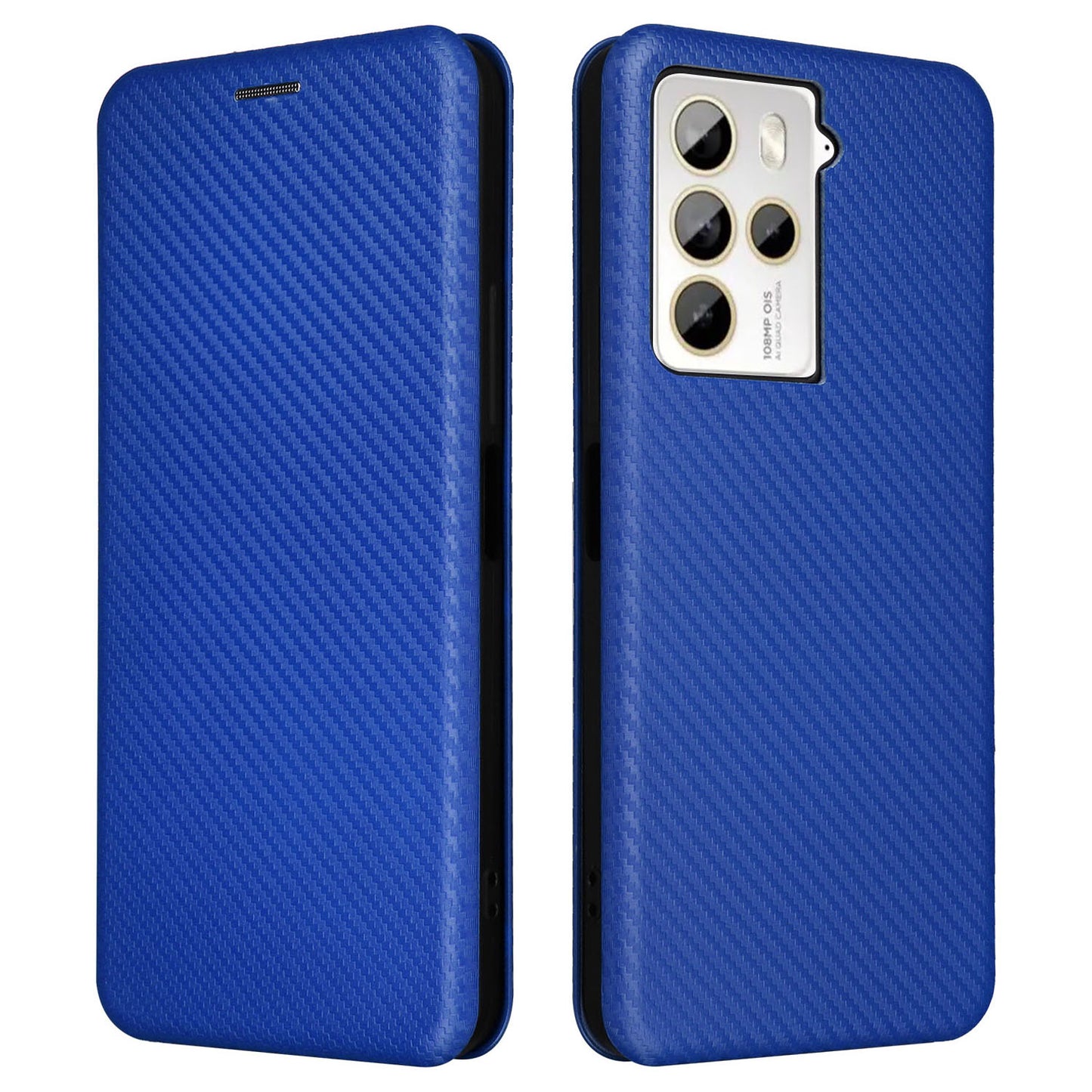 For HTC U23 Pro 5G Phone Stand Case Carbon Fiber Texture Leather Cover with Card Slot