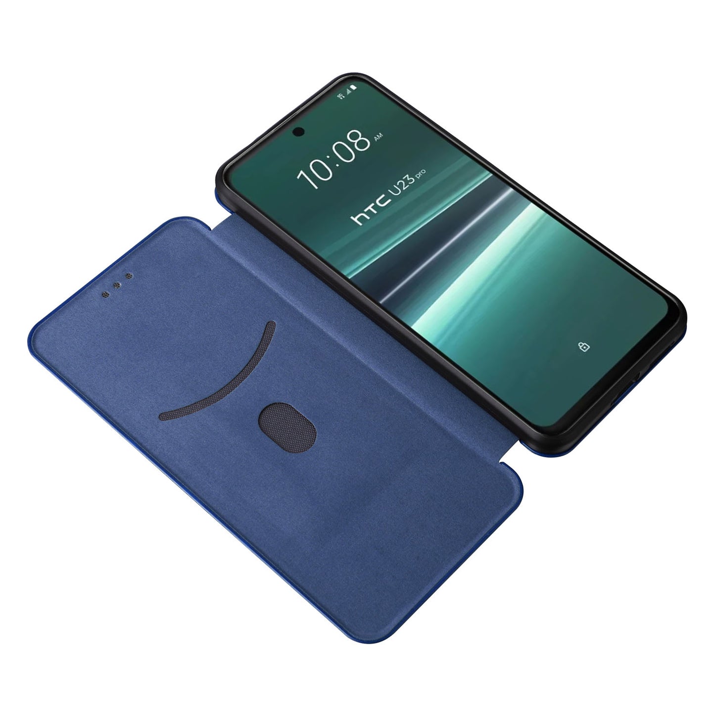 For HTC U23 Pro 5G Phone Stand Case Carbon Fiber Texture Leather Cover with Card Slot
