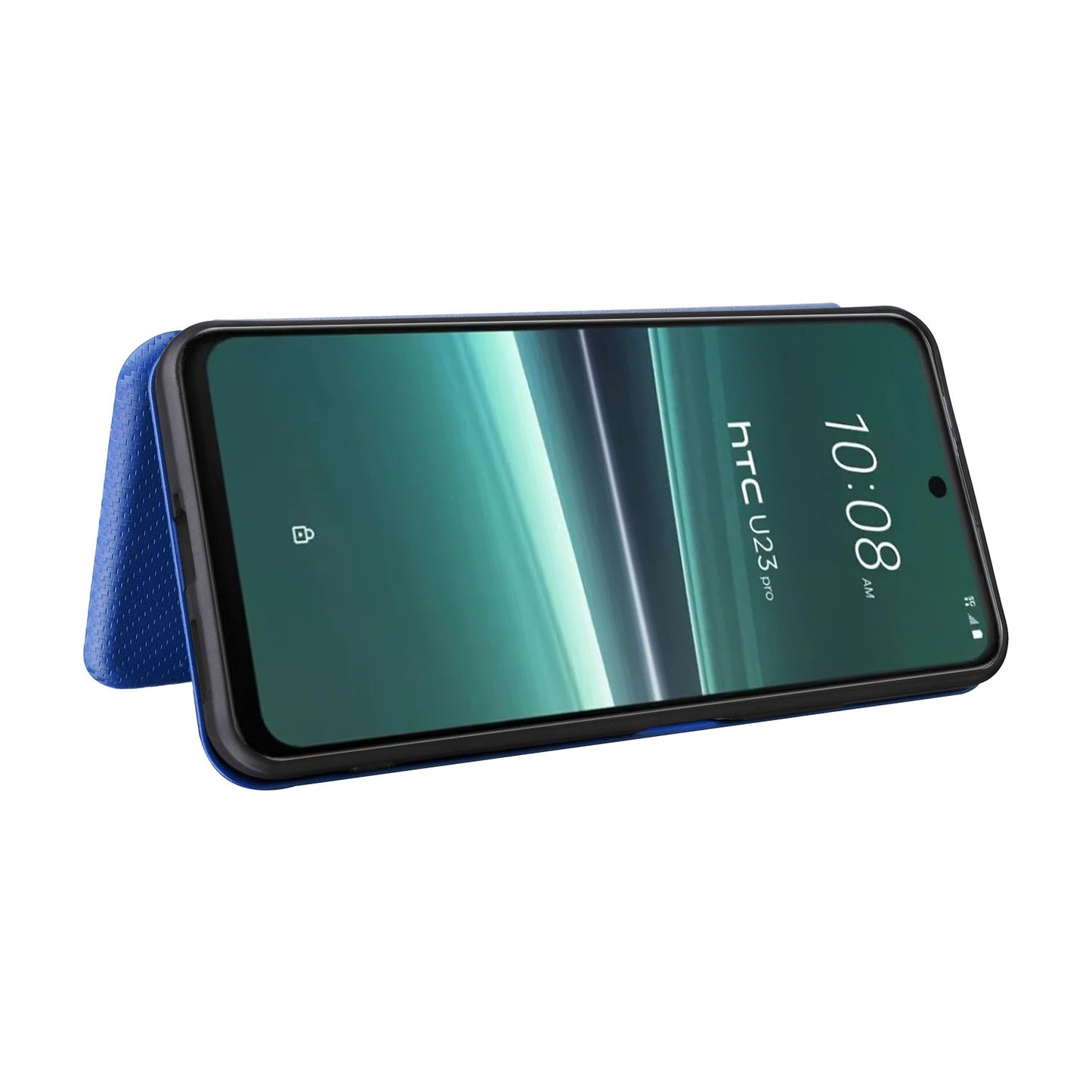 For HTC U23 Pro 5G Phone Stand Case Carbon Fiber Texture Leather Cover with Card Slot