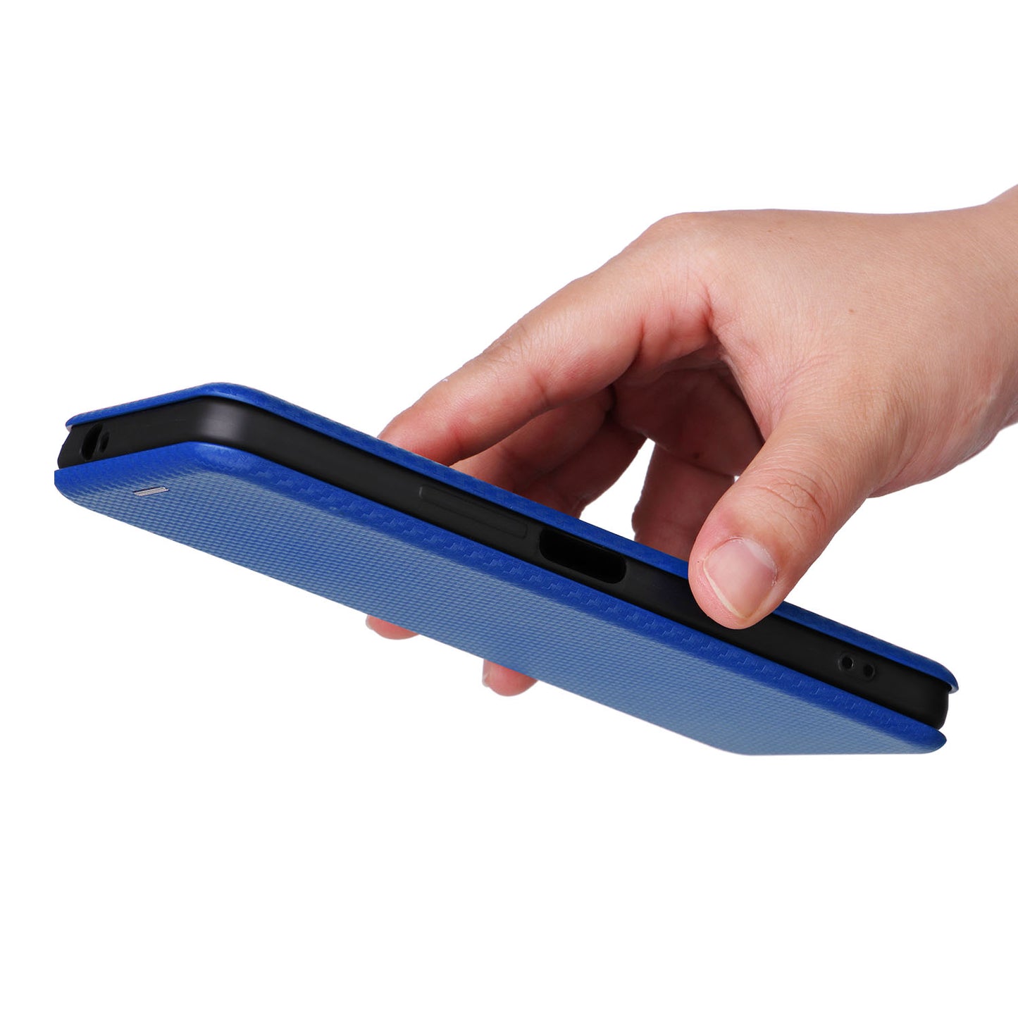 For HTC U23 Pro 5G Phone Stand Case Carbon Fiber Texture Leather Cover with Card Slot