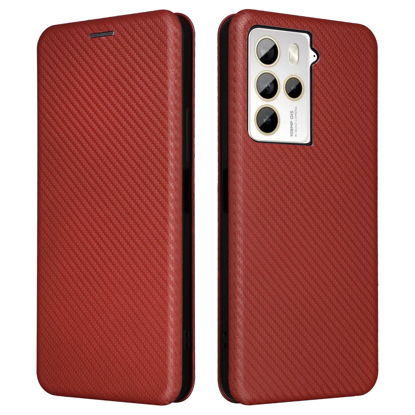 For HTC U23 Pro 5G Phone Stand Case Carbon Fiber Texture Leather Cover with Card Slot