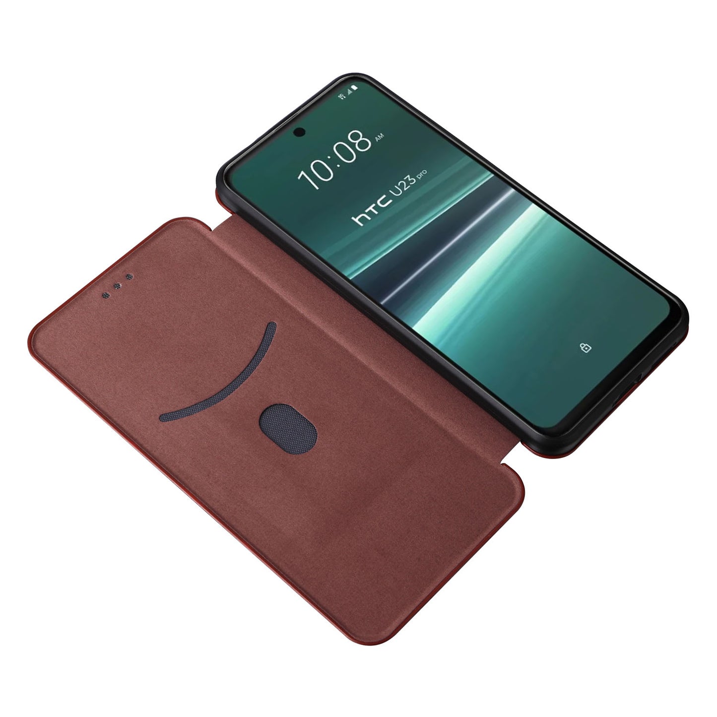 For HTC U23 Pro 5G Phone Stand Case Carbon Fiber Texture Leather Cover with Card Slot