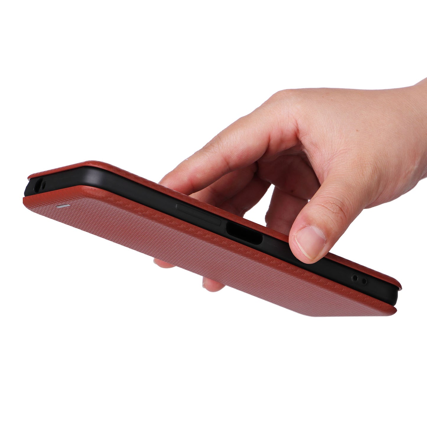 For HTC U23 Pro 5G Phone Stand Case Carbon Fiber Texture Leather Cover with Card Slot