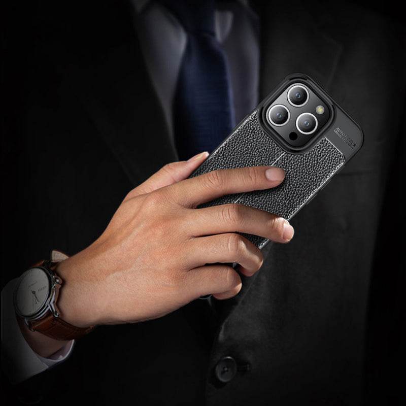 For iPhone 15 Pro Max Litchi Texture TPU Phone Case Drop-proof Back Cover