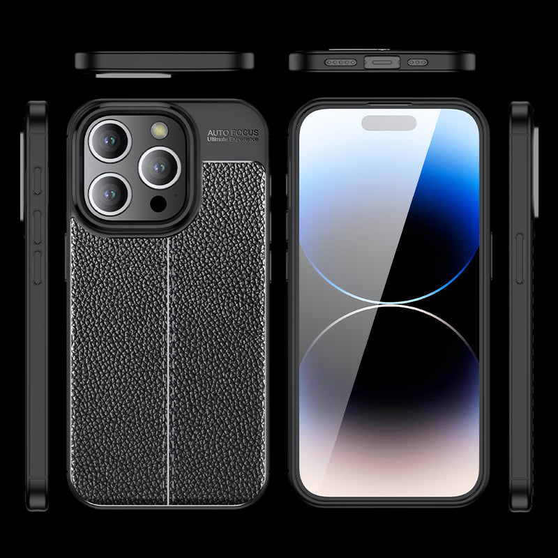 For iPhone 15 Pro Max Litchi Texture TPU Phone Case Drop-proof Back Cover