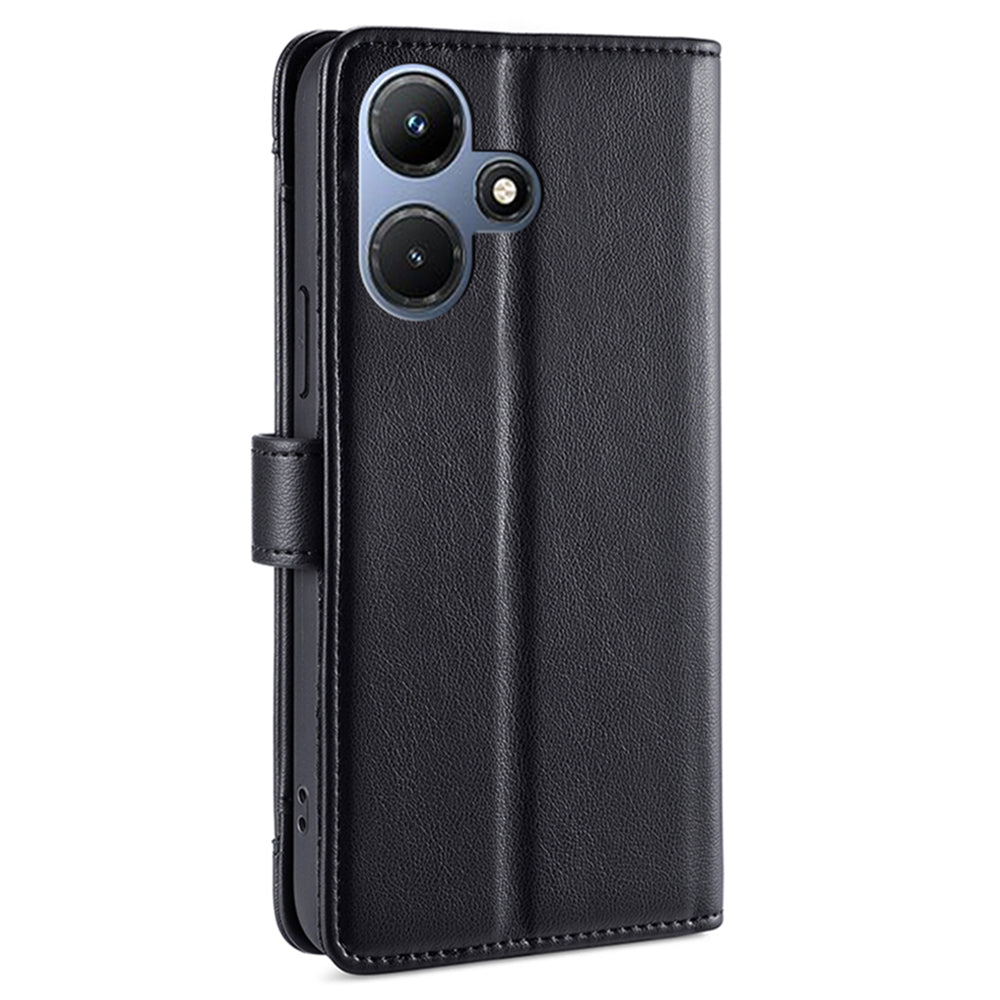 For Infinix Hot 30i Wallet Case Zipper Pocket Flip Stand PU Leather Phone Cover with Shoulder Strap and Wrist Strap