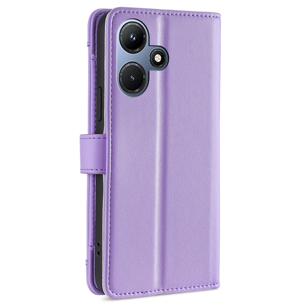 For Infinix Hot 30i Wallet Case Zipper Pocket Flip Stand PU Leather Phone Cover with Shoulder Strap and Wrist Strap