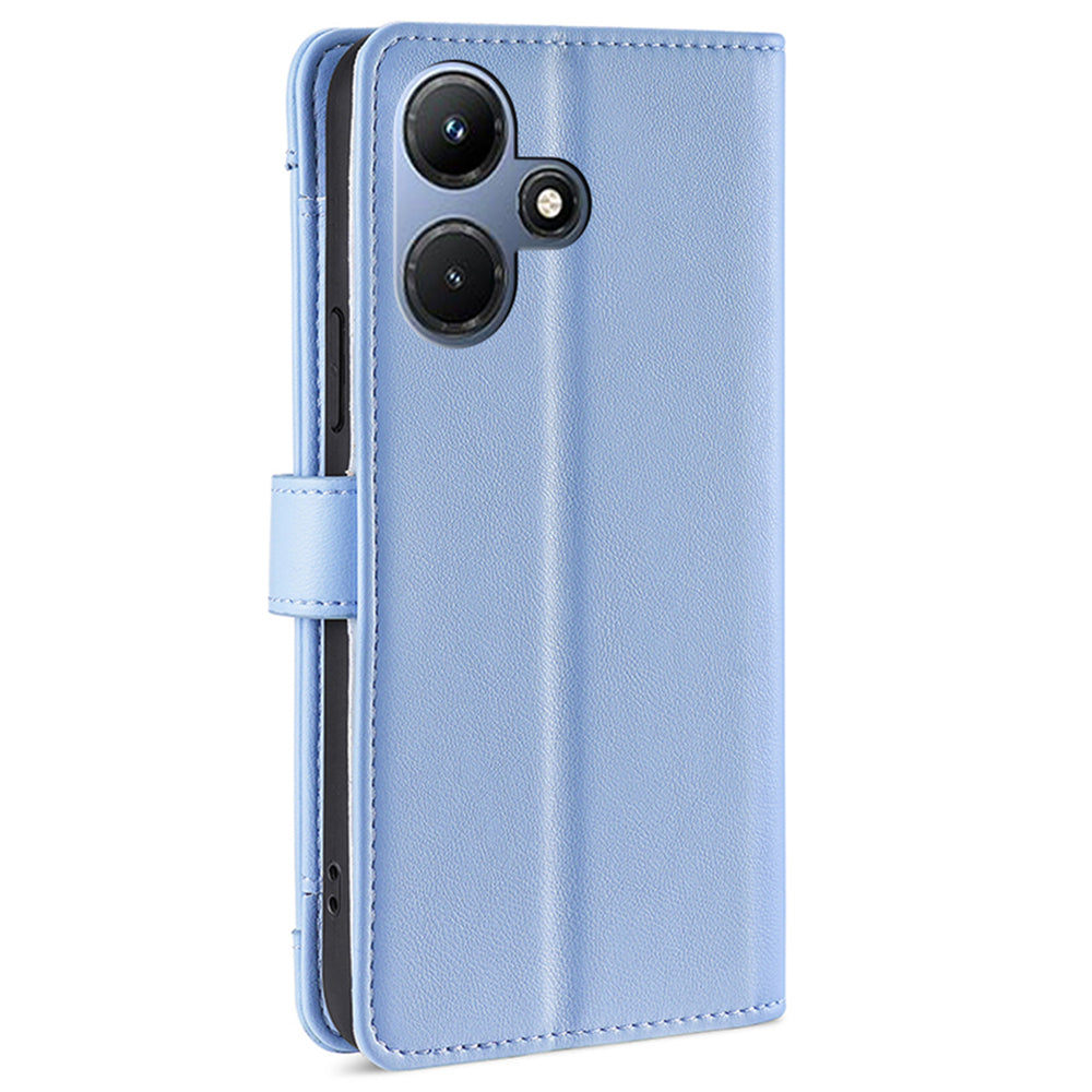 For Infinix Hot 30i Wallet Case Zipper Pocket Flip Stand PU Leather Phone Cover with Shoulder Strap and Wrist Strap