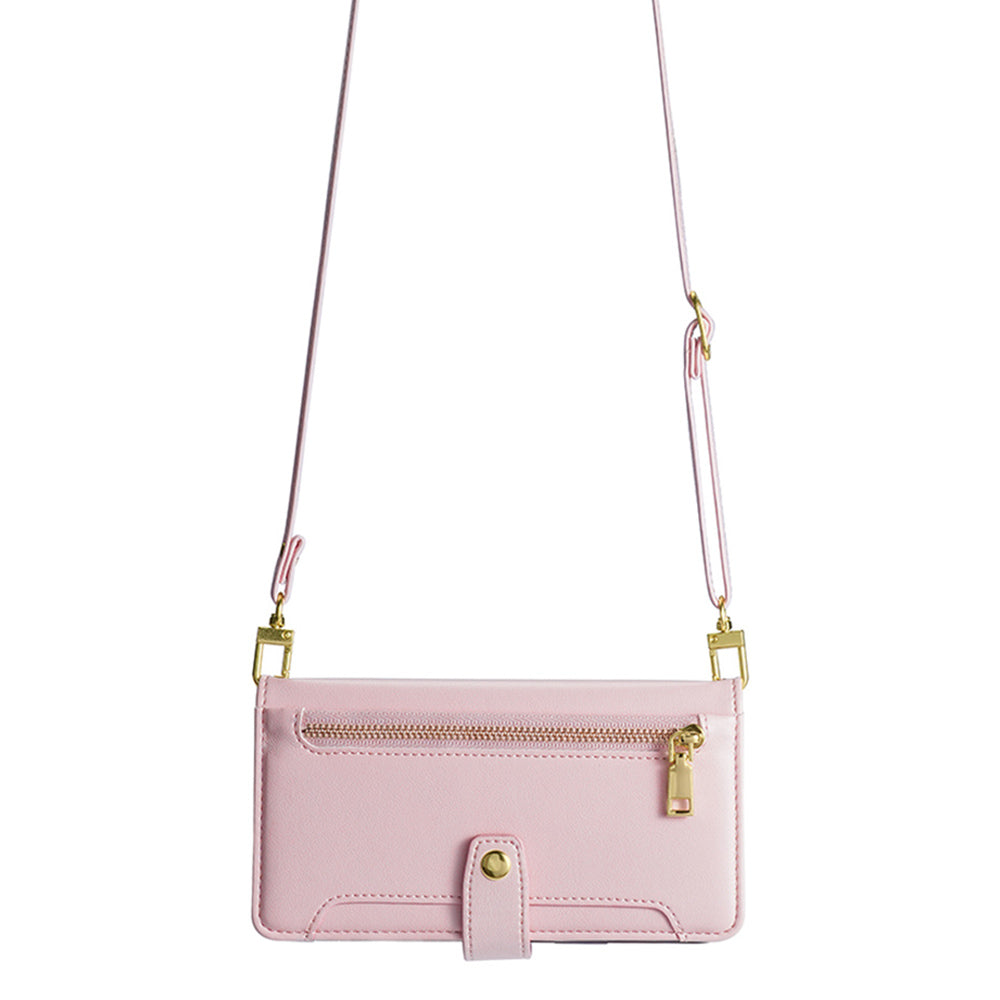 For Infinix Hot 30i Wallet Case Zipper Pocket Flip Stand PU Leather Phone Cover with Shoulder Strap and Wrist Strap