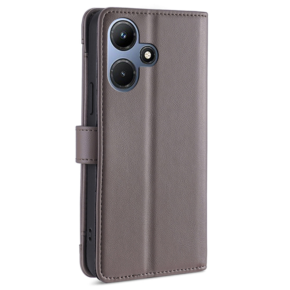 For Infinix Hot 30i Wallet Case Zipper Pocket Flip Stand PU Leather Phone Cover with Shoulder Strap and Wrist Strap
