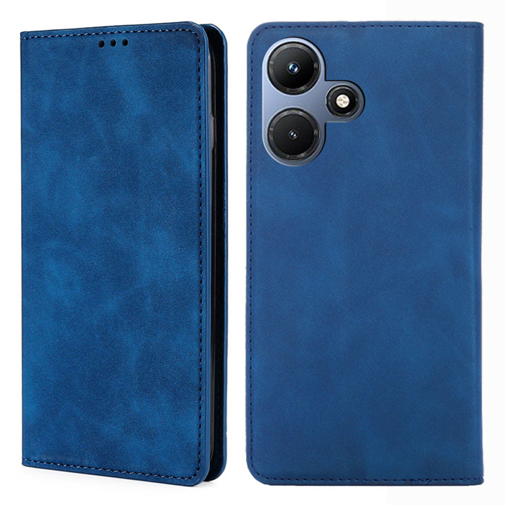 For Infinix Hot 30i Stand PU Leather Case Skin-touch Phone Cover with Card Holder