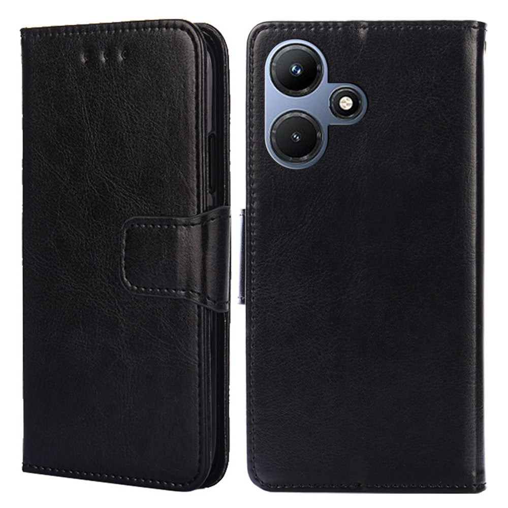 For Infinix Hot 30i Textured PU Leather Wallet Stand Case Anti-scratch Phone Cover