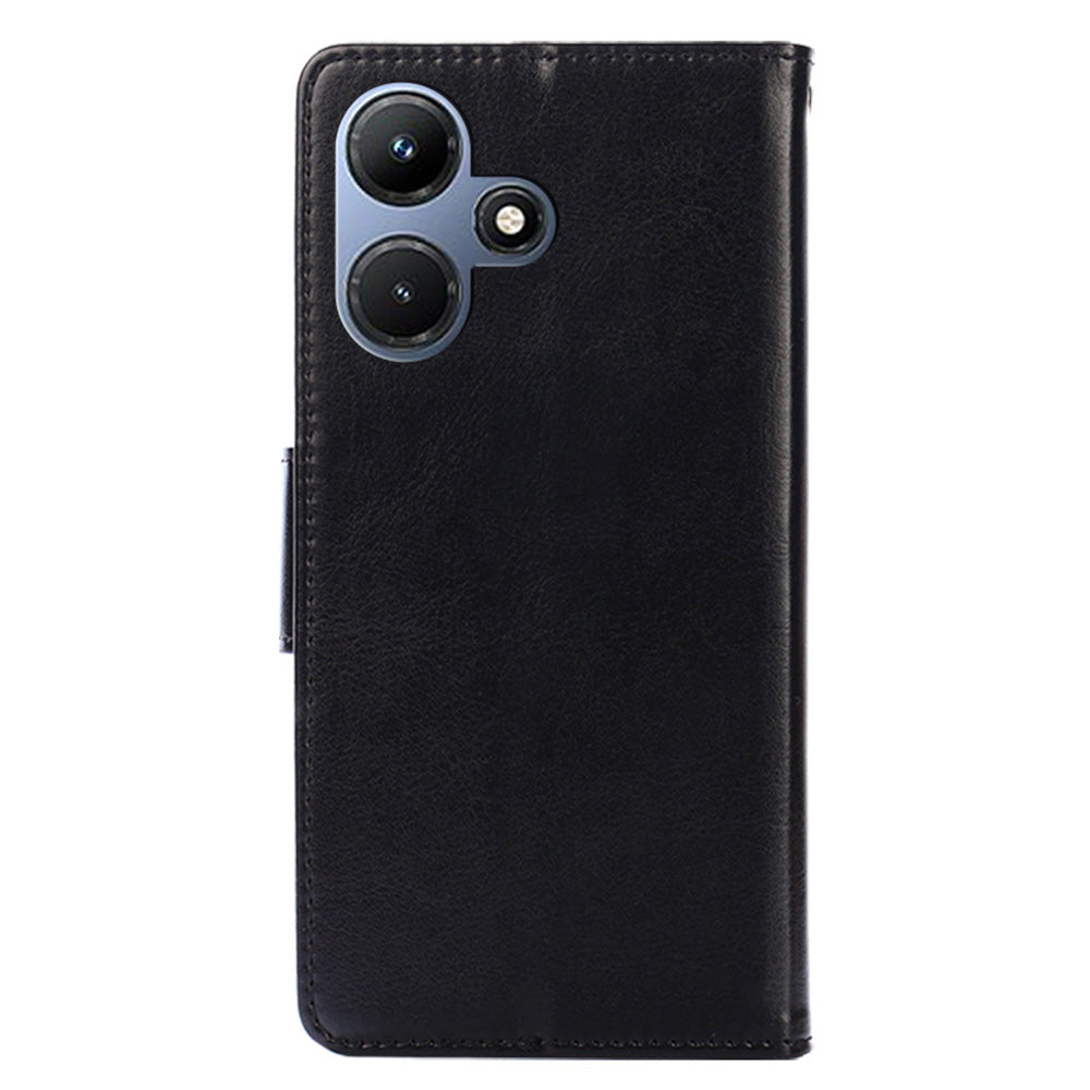For Infinix Hot 30i Textured PU Leather Wallet Stand Case Anti-scratch Phone Cover