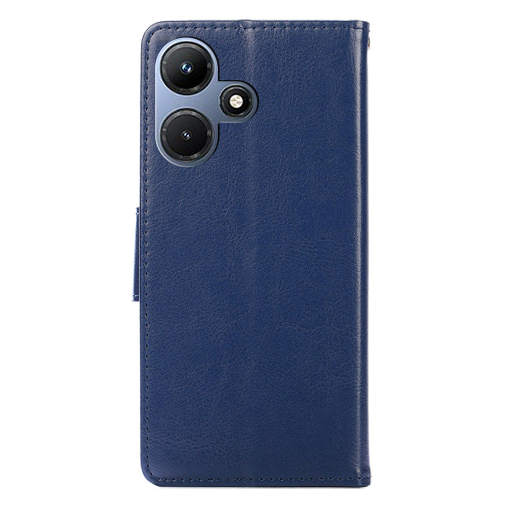 For Infinix Hot 30i Textured PU Leather Wallet Stand Case Anti-scratch Phone Cover