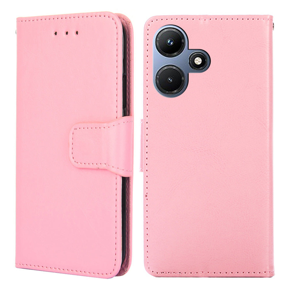 For Infinix Hot 30i Textured PU Leather Wallet Stand Case Anti-scratch Phone Cover