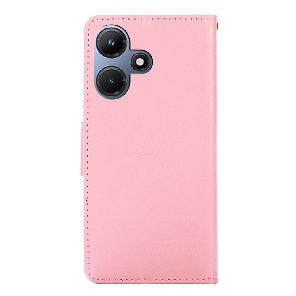 For Infinix Hot 30i Textured PU Leather Wallet Stand Case Anti-scratch Phone Cover