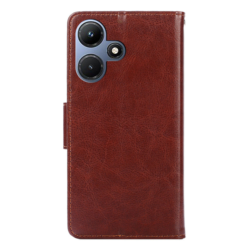 For Infinix Hot 30i Textured PU Leather Wallet Stand Case Anti-scratch Phone Cover