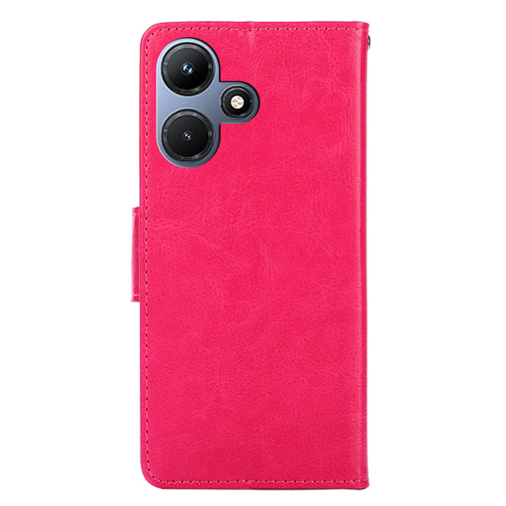 For Infinix Hot 30i Textured PU Leather Wallet Stand Case Anti-scratch Phone Cover