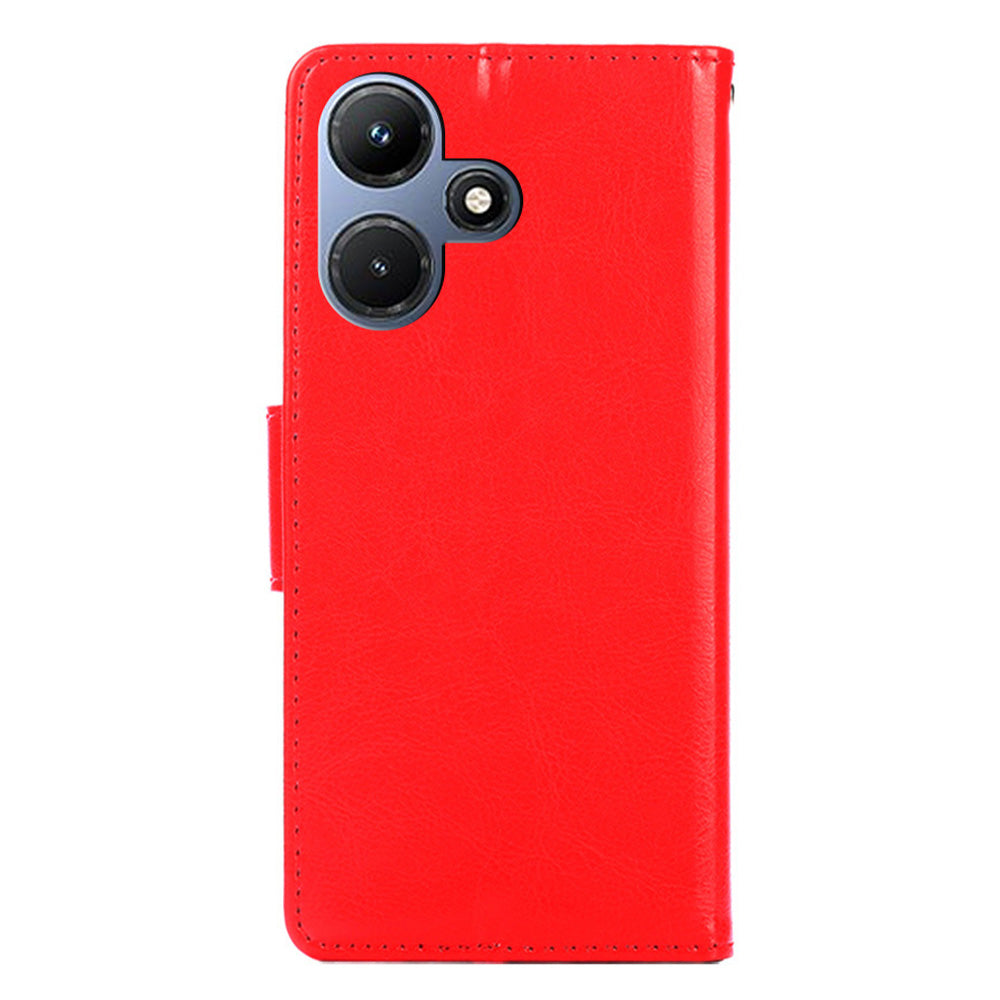 For Infinix Hot 30i Textured PU Leather Wallet Stand Case Anti-scratch Phone Cover