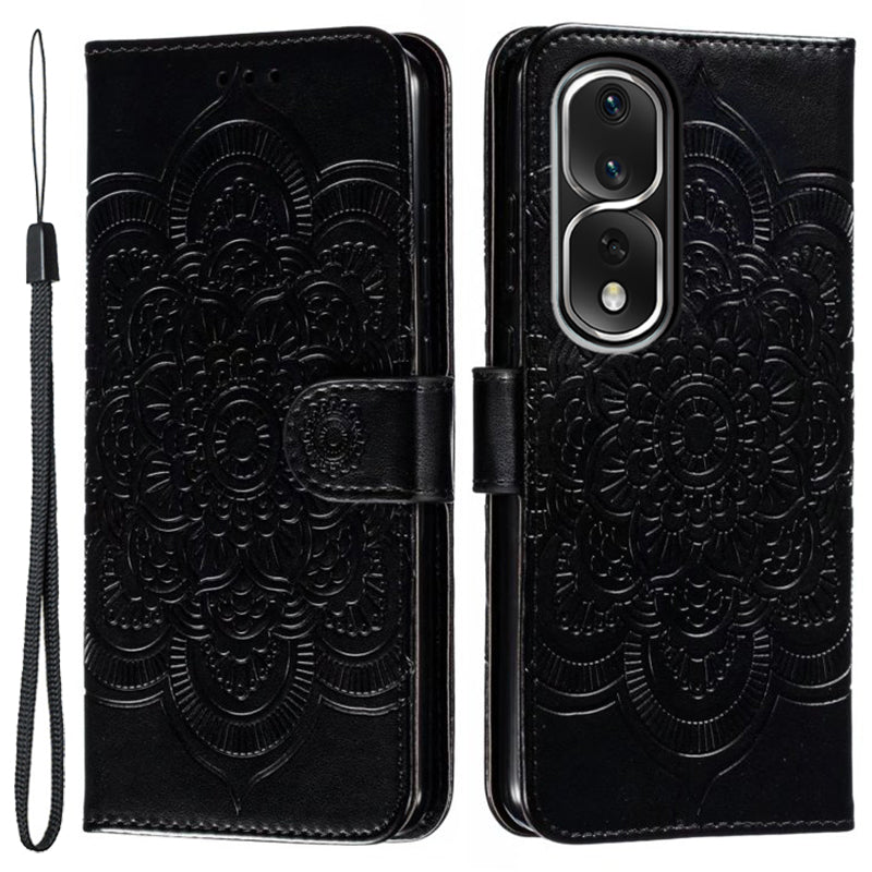 For Honor 80 Pro 5G PU Leather Wallet Stand Phone Cover Imprinting Mandala Flower Protective Case