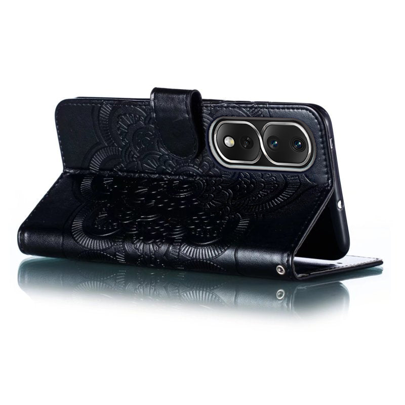 For Honor 80 Pro 5G PU Leather Wallet Stand Phone Cover Imprinting Mandala Flower Protective Case