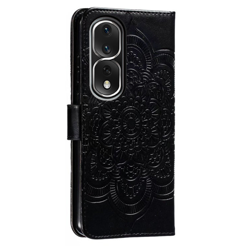For Honor 80 Pro 5G PU Leather Wallet Stand Phone Cover Imprinting Mandala Flower Protective Case
