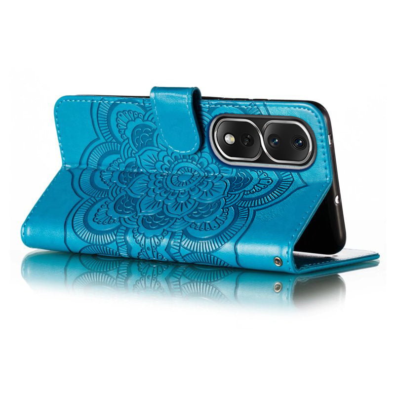 For Honor 80 Pro 5G PU Leather Wallet Stand Phone Cover Imprinting Mandala Flower Protective Case