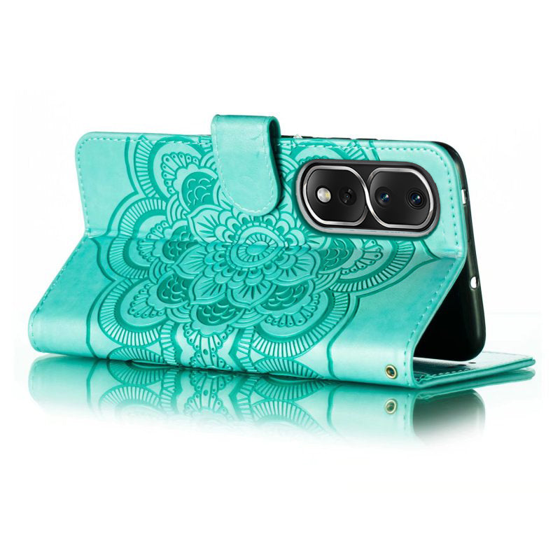 For Honor 80 Pro 5G PU Leather Wallet Stand Phone Cover Imprinting Mandala Flower Protective Case