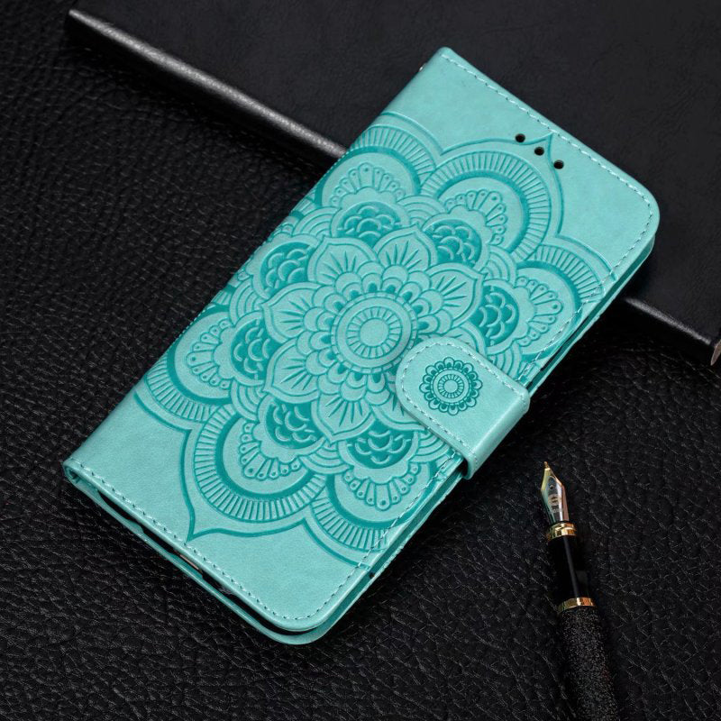 For Honor 80 Pro 5G PU Leather Wallet Stand Phone Cover Imprinting Mandala Flower Protective Case
