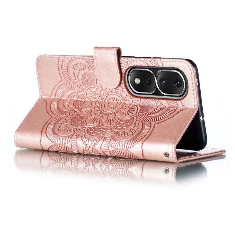 For Honor 80 Pro 5G PU Leather Wallet Stand Phone Cover Imprinting Mandala Flower Protective Case