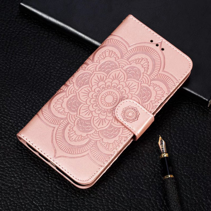 For Honor 80 Pro 5G PU Leather Wallet Stand Phone Cover Imprinting Mandala Flower Protective Case