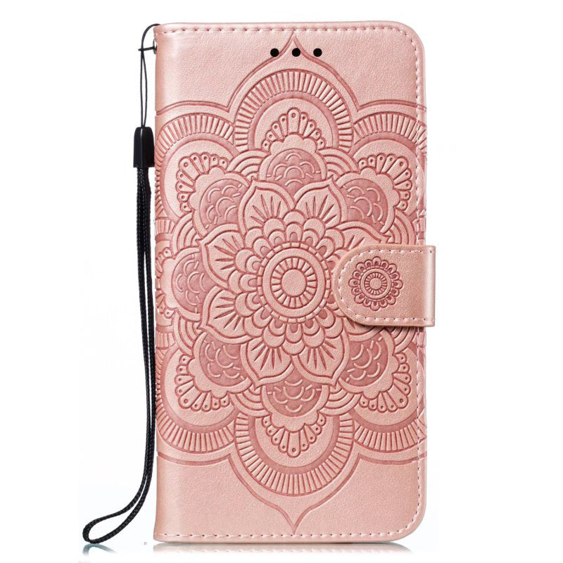 For Honor 80 Pro 5G PU Leather Wallet Stand Phone Cover Imprinting Mandala Flower Protective Case