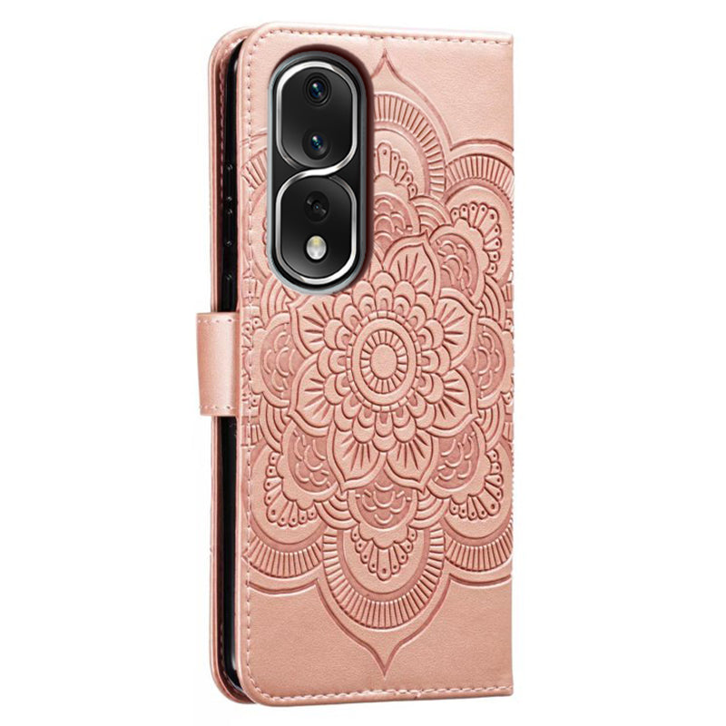 For Honor 80 Pro 5G PU Leather Wallet Stand Phone Cover Imprinting Mandala Flower Protective Case
