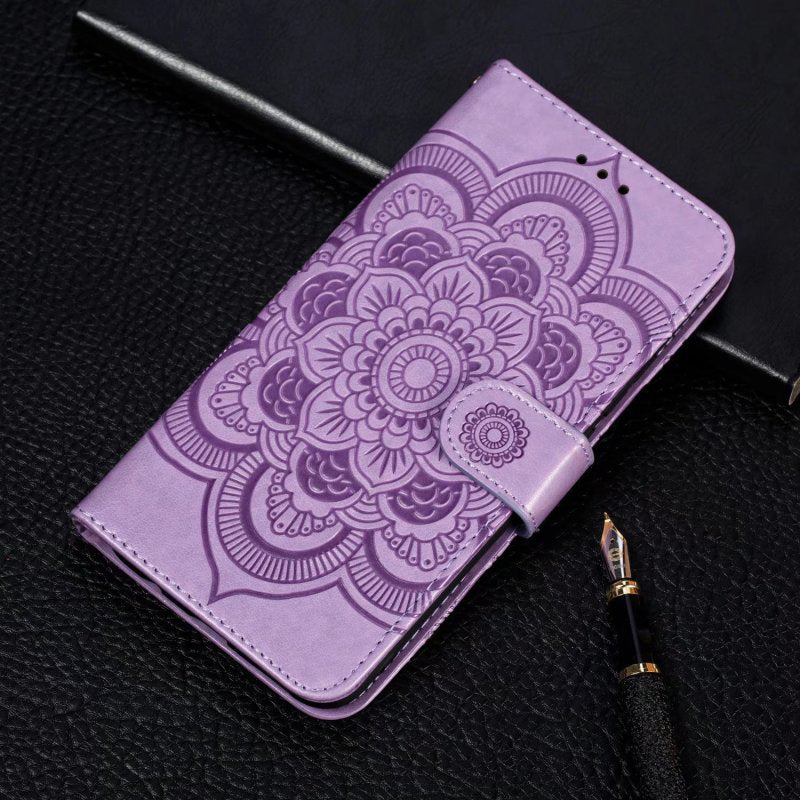 For Honor 80 Pro 5G PU Leather Wallet Stand Phone Cover Imprinting Mandala Flower Protective Case