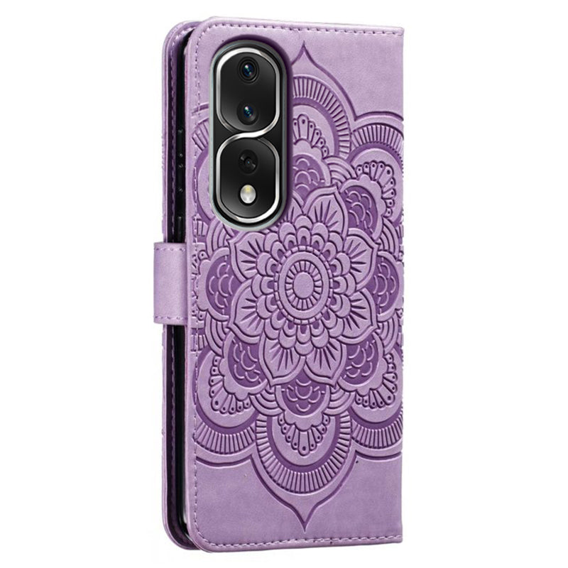 For Honor 80 Pro 5G PU Leather Wallet Stand Phone Cover Imprinting Mandala Flower Protective Case