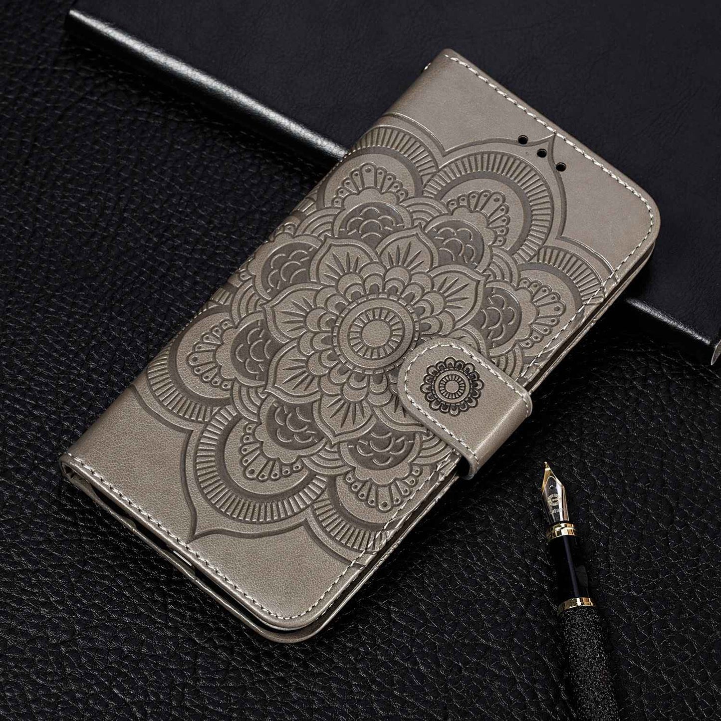 For Honor 80 Pro 5G PU Leather Wallet Stand Phone Cover Imprinting Mandala Flower Protective Case