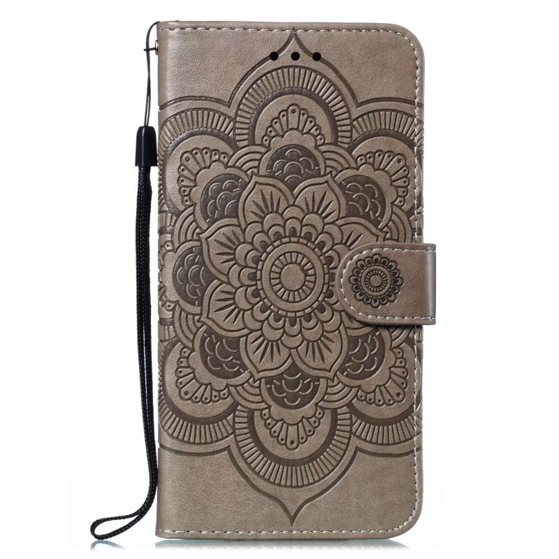 For Honor 80 Pro 5G PU Leather Wallet Stand Phone Cover Imprinting Mandala Flower Protective Case