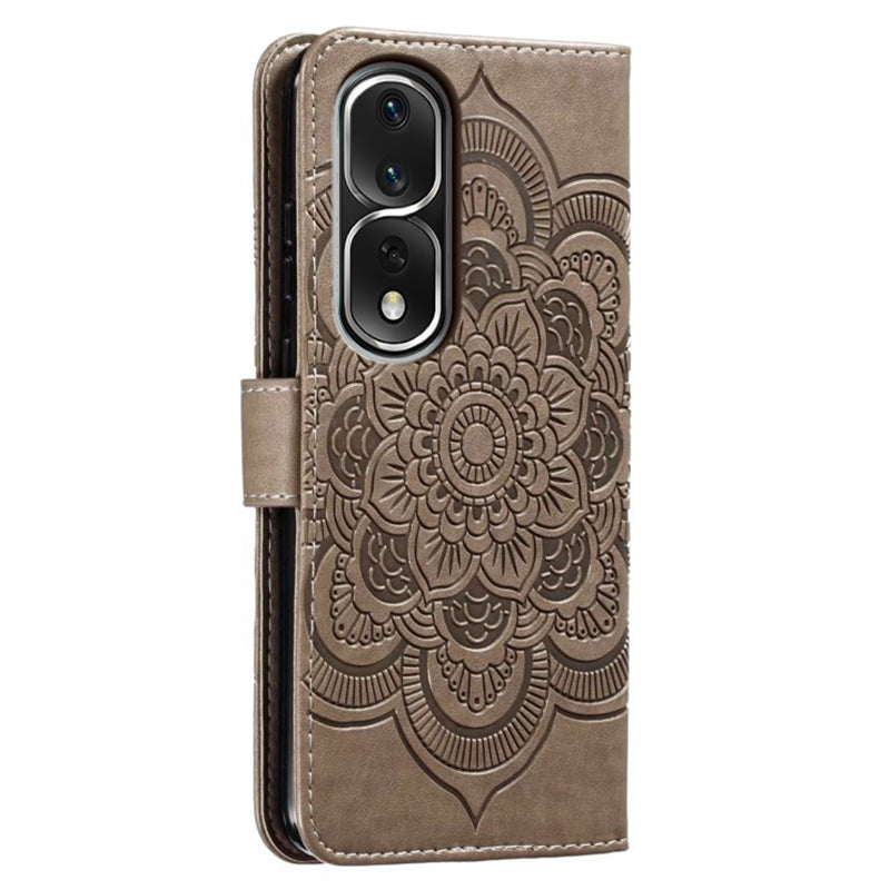 For Honor 80 Pro 5G PU Leather Wallet Stand Phone Cover Imprinting Mandala Flower Protective Case