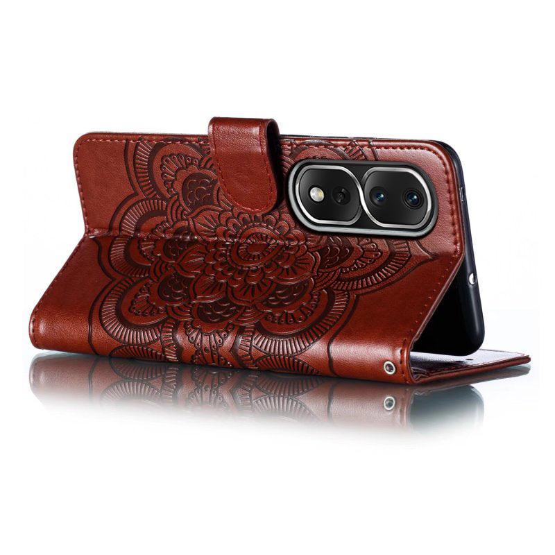 For Honor 80 Pro 5G PU Leather Wallet Stand Phone Cover Imprinting Mandala Flower Protective Case