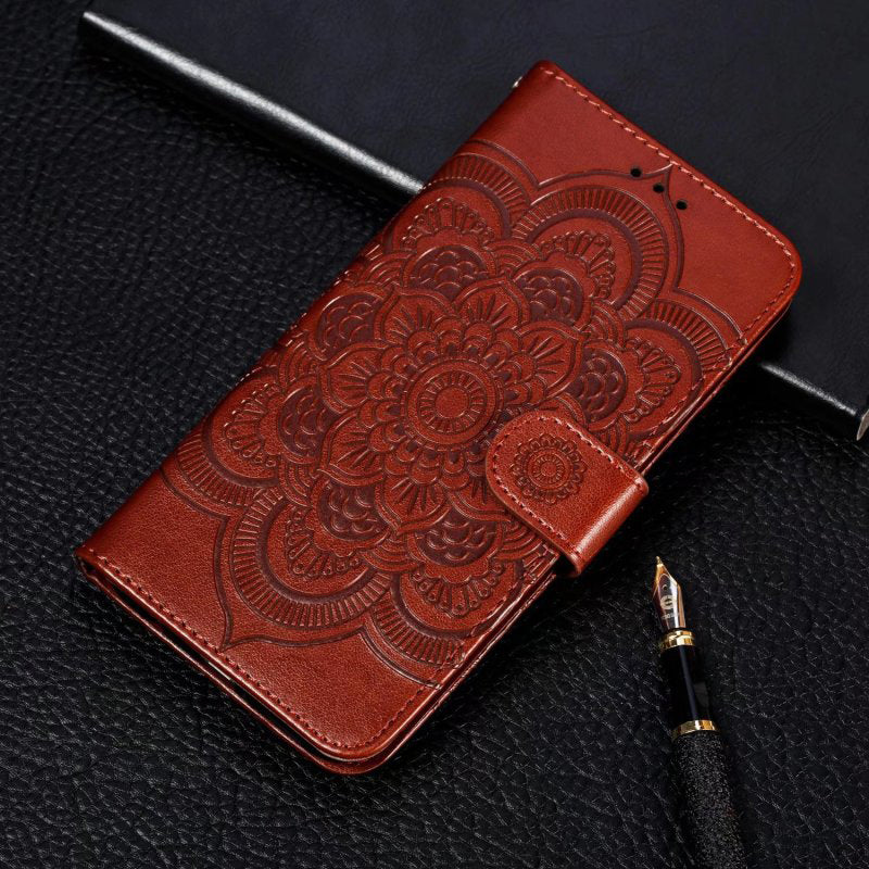 For Honor 80 Pro 5G PU Leather Wallet Stand Phone Cover Imprinting Mandala Flower Protective Case