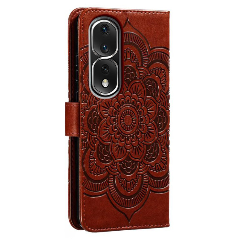 For Honor 80 Pro 5G PU Leather Wallet Stand Phone Cover Imprinting Mandala Flower Protective Case