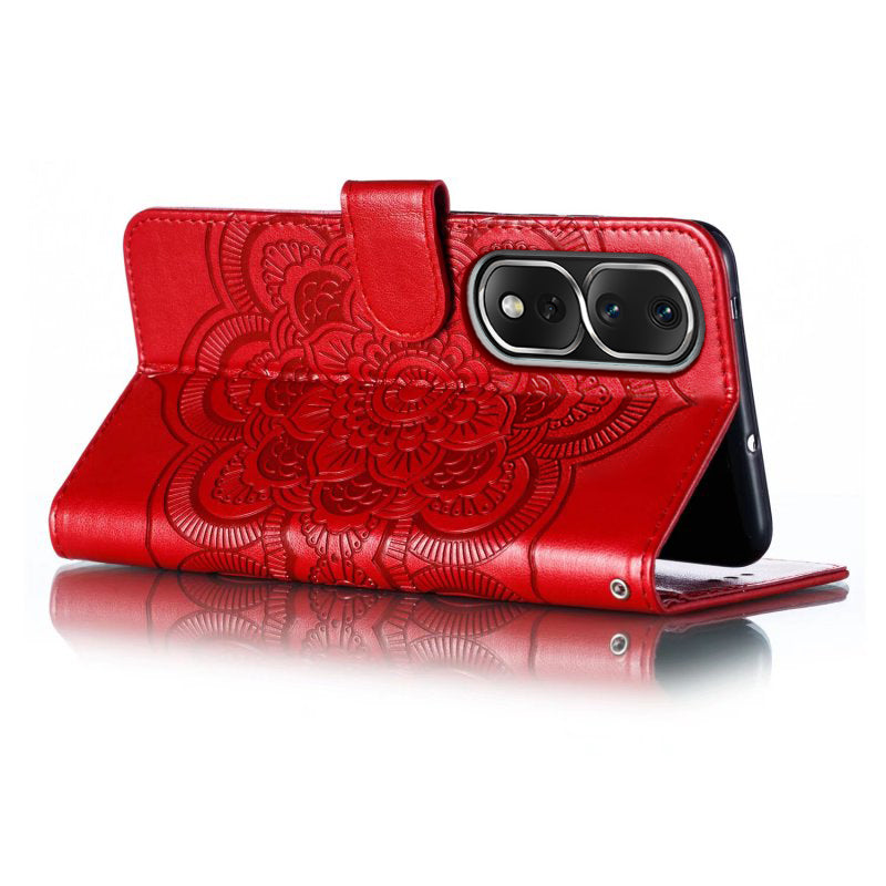 For Honor 80 Pro 5G PU Leather Wallet Stand Phone Cover Imprinting Mandala Flower Protective Case