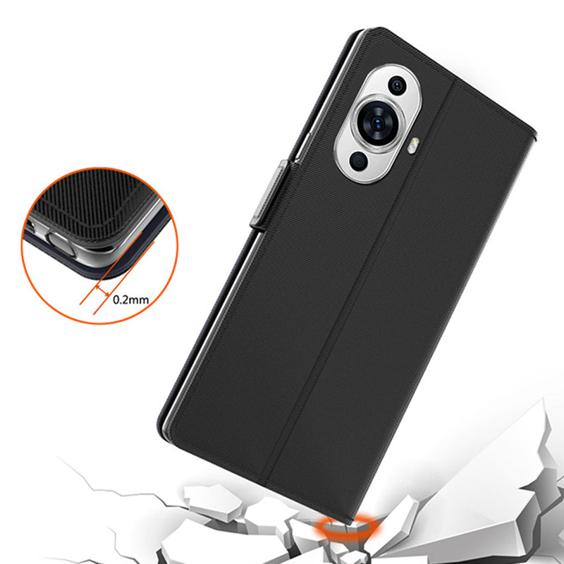 For Huawei nova 11 Anti-scratch Magnetic Phone Case Mirror Design Card Holder PU Leather Stand Phone Cover